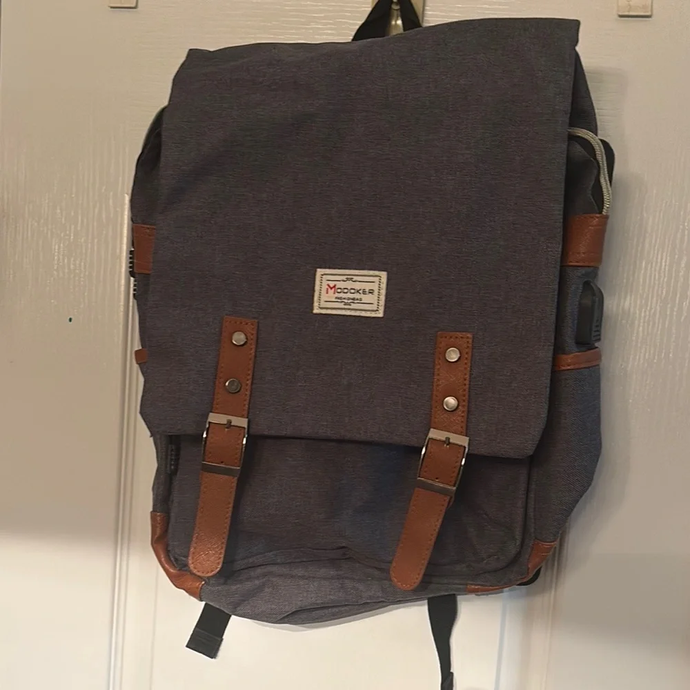 Charcoal and Tan Men's Backpack / Fashion Bag Used